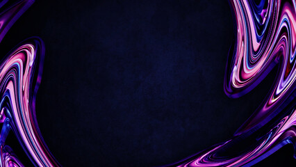 Dynamic purple neon liquid wave frame on dark textured background with glowing violet fluid swirls for futuristic design