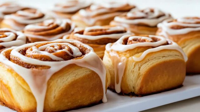 Warm cinnamon roll swirl pastry with glossy icing, sweet bakery spiral inviting aroma