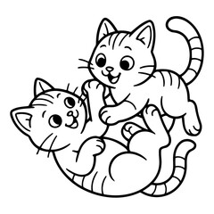 Fototapeta premium Playful Kittens: Two adorable kittens frolic together, their playful interaction a heartwarming depiction of feline friendship and joy.