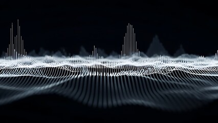 Abstract Data Visualization with White Lines on Black Background.