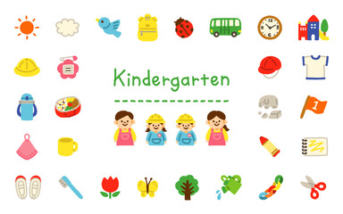 Fototapeta premium 幼稚園・保育園向けの手書きアイコンイラストセット