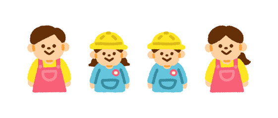幼稚園 先生 園児  かわいい アイコン セット 手書き イラスト シンプル