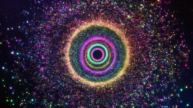 レインボー夜空渦巻キラキラ背景動画