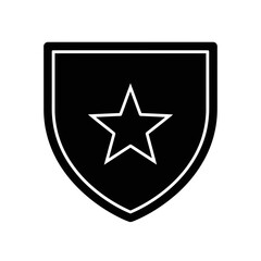 Star shield icon, a symbol of protection, achievement, and valor, perfect for branding, security, and patriotic themes, originally a scalable vector graphic