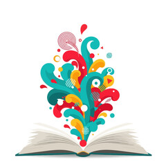 Open Book with Color Splash Fantasy