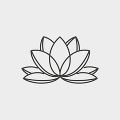 Elegant lotus flower outline, perfect for peaceful wellness brands, yoga studios, or spiritual retreats, radiating calm and serenity with its simple beauty