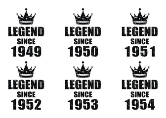 Celebrate Being Legendary Since 1949-1954 with a Crown Design, Perfect for Birthday Gifts, Milestones, and Showing Off Your Iconic Status