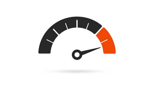 Speedometer design with maximum speed in orange on a white background