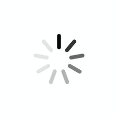 Simple monochrome loading spinner icon. Minimalist progress indicator graphic element for modern web and mobile application UI design