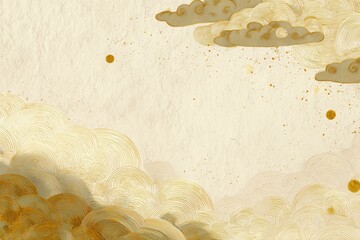 金雲が舞う和柄の幻想的背景デザイン