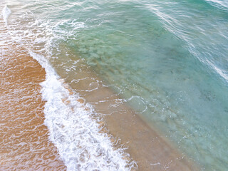 Aerial top view beach sea waves surface nature background