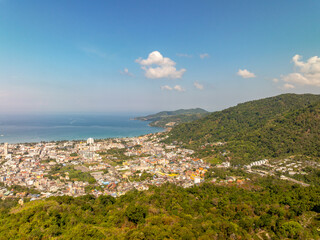 Aerial view mountains in Phuket Thailand nature background