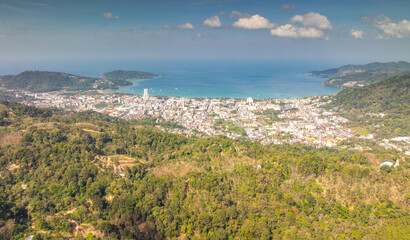 Aerial view mountains in Phuket Thailand nature background
