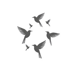 Fototapeta premium Elegant minimalist birds arranged in symmetrical composition, flat vector illustration, modern wall art style