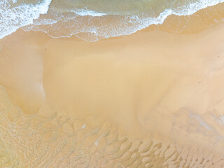 Aerial top view beach sea waves surface nature background