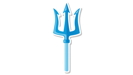 Stylized Light Blue Trident Weapon Symbol Against A Simple Black Background With White Outline And Subtle Shadow Effect Ideal For Mythology Or Fantasy Themes