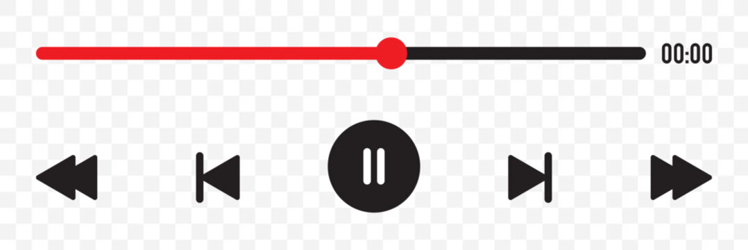 Video and audio music play button icon on white background. Play button icon concept. Music or video play bar icon.