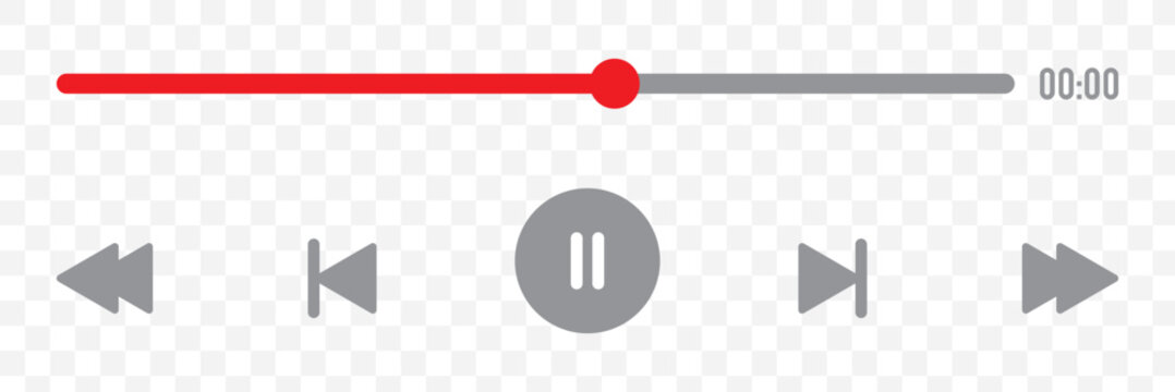 Video and audio music play button icon on white background. Play button icon concept. Music or video play bar icon.