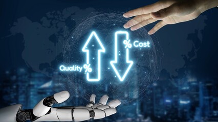 Business concept showing cost reduction and quality increase using Lean, Six Sigma, and Total Quality Management (TQM) to enhance efficiency, value, and customer satisfaction. Muxer