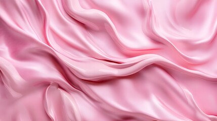 Obraz premium Abstract flowing pink fabric creating soft waves for backdrop texture in smooth folds and elegant drape.