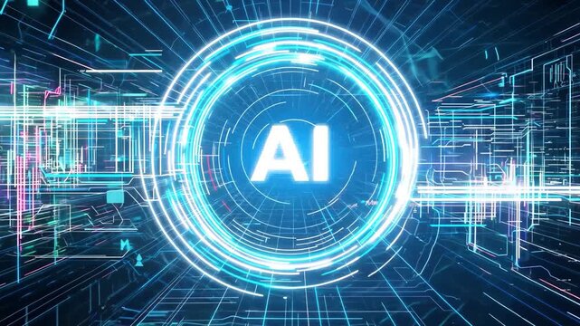 AI System Visualization with Circular Digital Interface