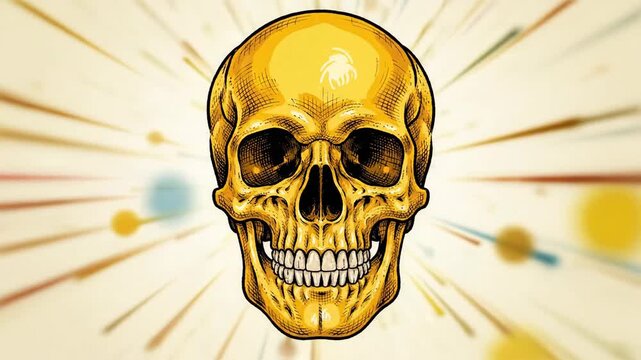 Golden Skull with Radiant Background - A Striking Visual.
