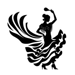 Dramatic Spanish Flamenco Dancer Silhouette,
