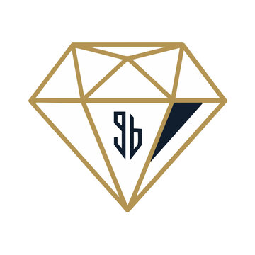 Geometric line art logo design featuring a stylized diamond outline with dark blue monogram initials inside