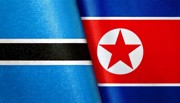 北朝鮮の国旗とボツワナの国旗(north korea flag & Botswana flag.)
