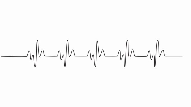 Continuous one line drawing of heart animation video. Heartbeat symbol. Pulse curve. Single line drawing, animation Single solid line art cardiogram anatomical human heart minimalism design.