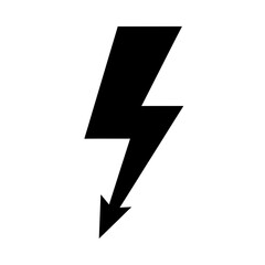 Bold black lightning bolt icon signals immediate danger and high voltage energy warning for safety signage