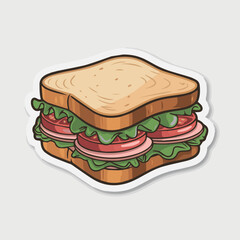 Delicious sandwich illustration with bread lettuce tomato and ham for food lovers and chefs alike