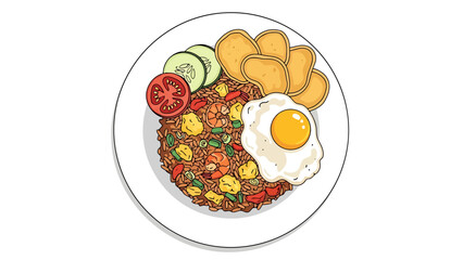 Colorful Breakfast Bowl with Vegetables Egg and Fresh Ingredients for a Healthy Meal nasi goreng indonesian food