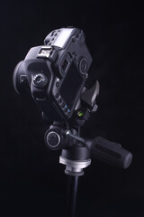 Photo of DSLR camera in black background