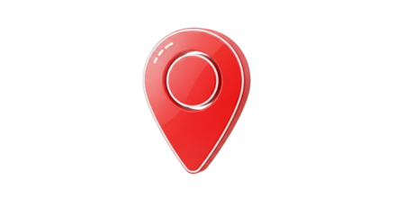 Red map location pin icon isolated on transparent background
