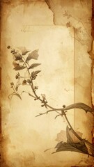 Aged paper with delicate floral sketch