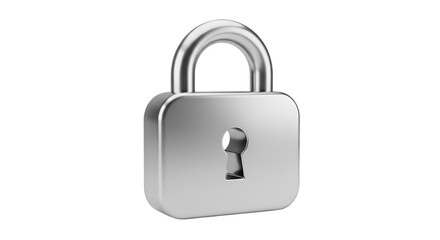Fototapeta premium Shiny silver padlock with keyhole isolated on transparent background