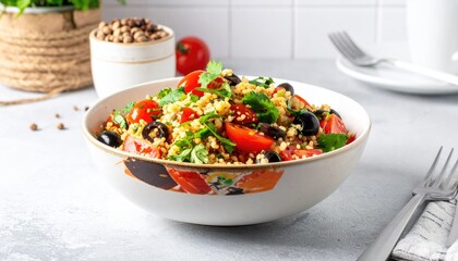 Couscous salad with tomatoes & olives