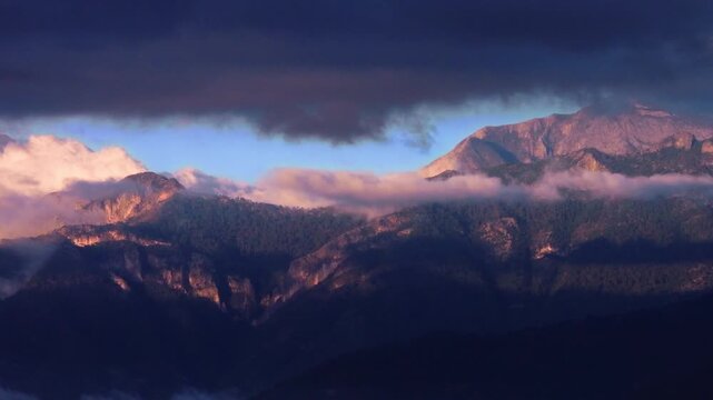 Sierra Madre Oriental Sunset in Santiago Nuevo Leon Aerial