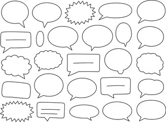Fototapeta premium Diverse Hand-Drawn Sketch Outlines of Speech and Thought Bubbles for Communication