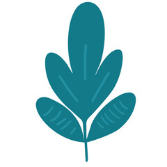 Obraz premium A minimalist and stylized teal-colored leaf illustration, perfect for nature-themed designs and organic branding