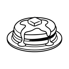 Delicious pancakes with butter and syrup breakfast food illustration vector drawing outline clip art isolated image