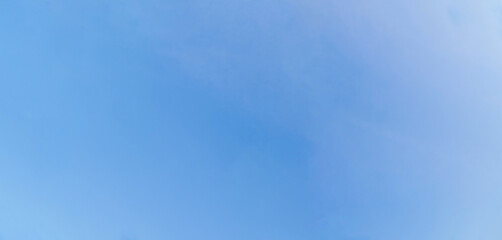 Clear Blue Sky Background and Banner Template for Design, Horizontal Panorama View, No Clouds