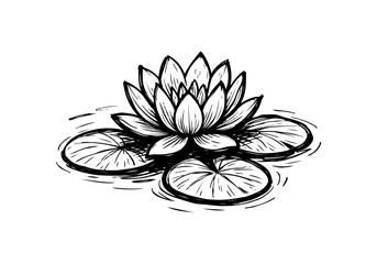 Fototapeta premium Lotus Flower hand drawn simple sketch vector illustration