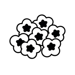 Vector graphic of stylized flower blossoms for floral design and botanical illustration projects and decorations