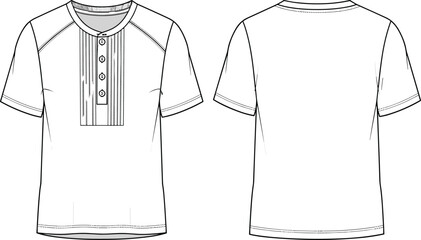 Unisex Oversized Long Sleeve Shirt Technical Flat Sketch Template with Dropped Shoulders, Classic Collar, and Front Button Placket Vector Illustration.