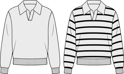 ribbed, dropped shoulder, long sleeve, flat sketch