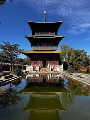 Fulin Pagoda Reflection at Guangfulin Cultural Park, Shanghai, China