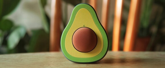 A small avocado-shaped wireless speaker with cute details