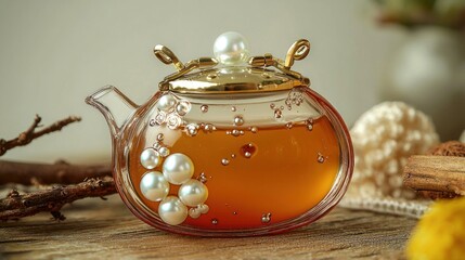 A small bubble tea-shaped coin purse with pearl design